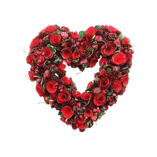 13.5" Rose, Pinecone & Cherry Valentine's Day Wreath
